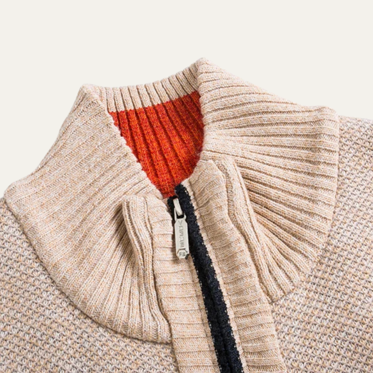 Cala Luna Men's Stand-Collar Knit Zip Cardigan