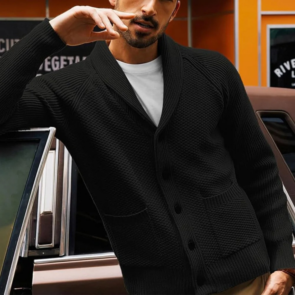 Pembroke Men's Shawl-Collar Knit Button-Up Cardigan