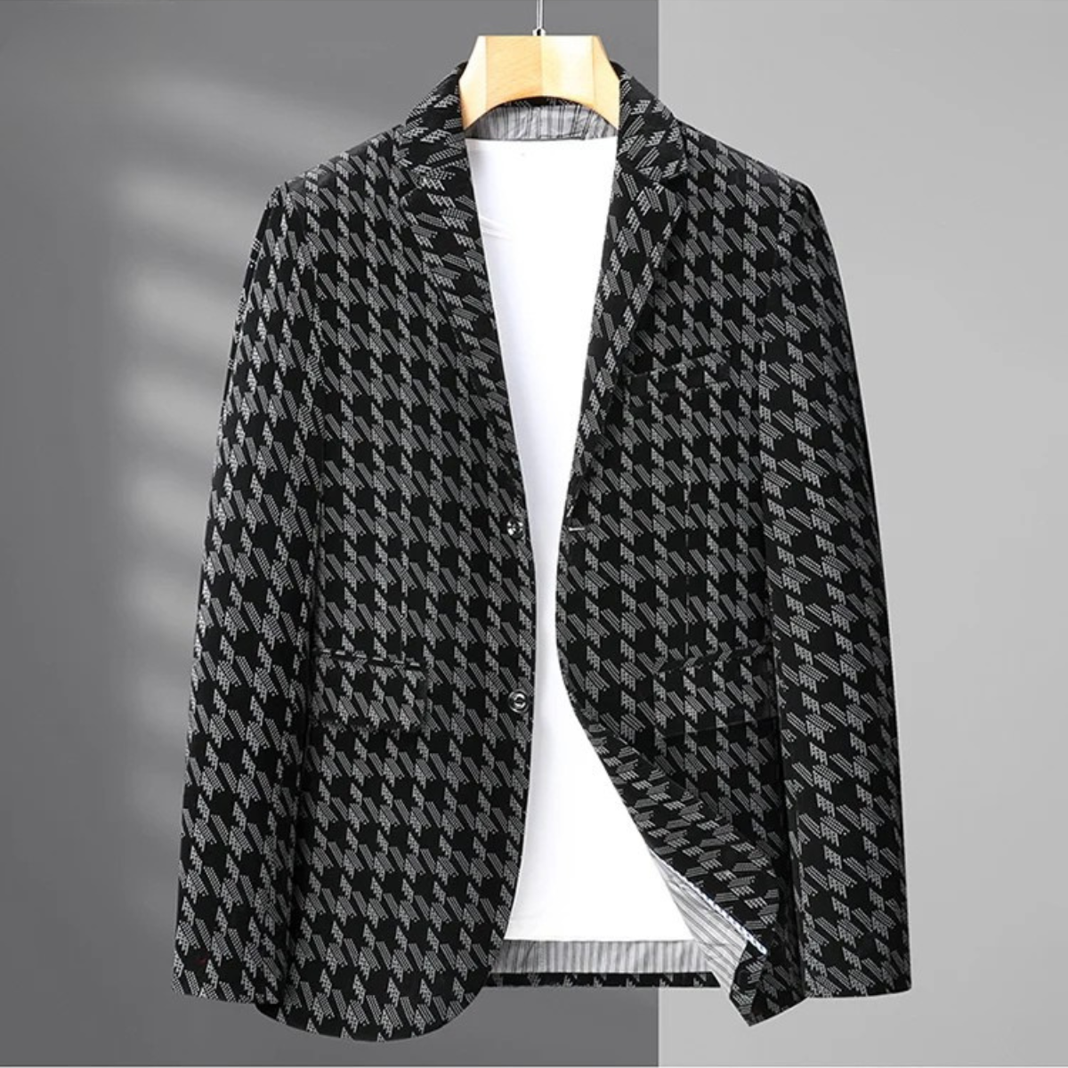 Kentmere Men's Oversized Houndstooth Wool Blend Jacket