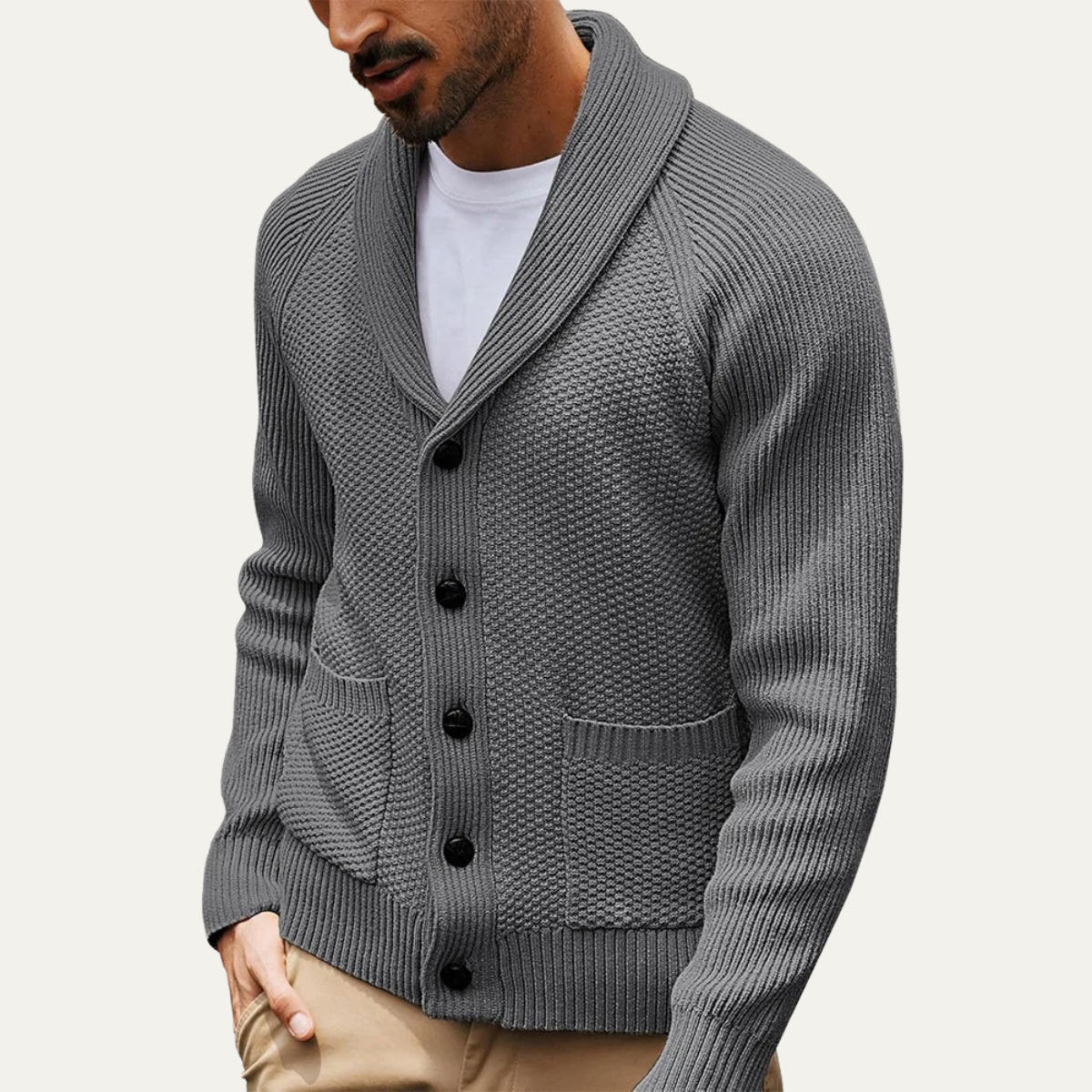 Pembroke Men's Shawl-Collar Knit Button-Up Cardigan
