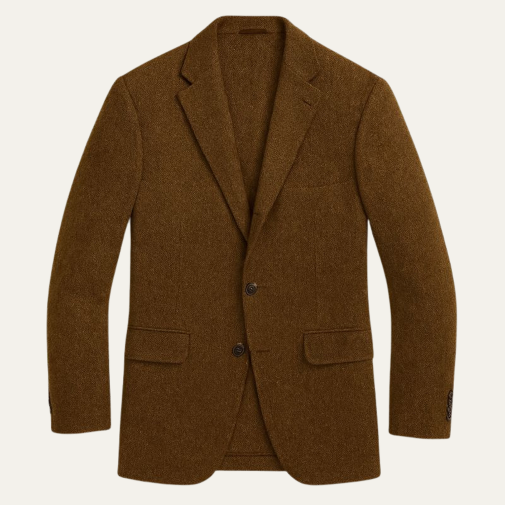 Crotone Men's Single-Breasted Herringbone Wool Tweed Blazer