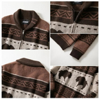 St Andrews Men's Retro Buffalo Print Knit Cardigan, Regular Fit