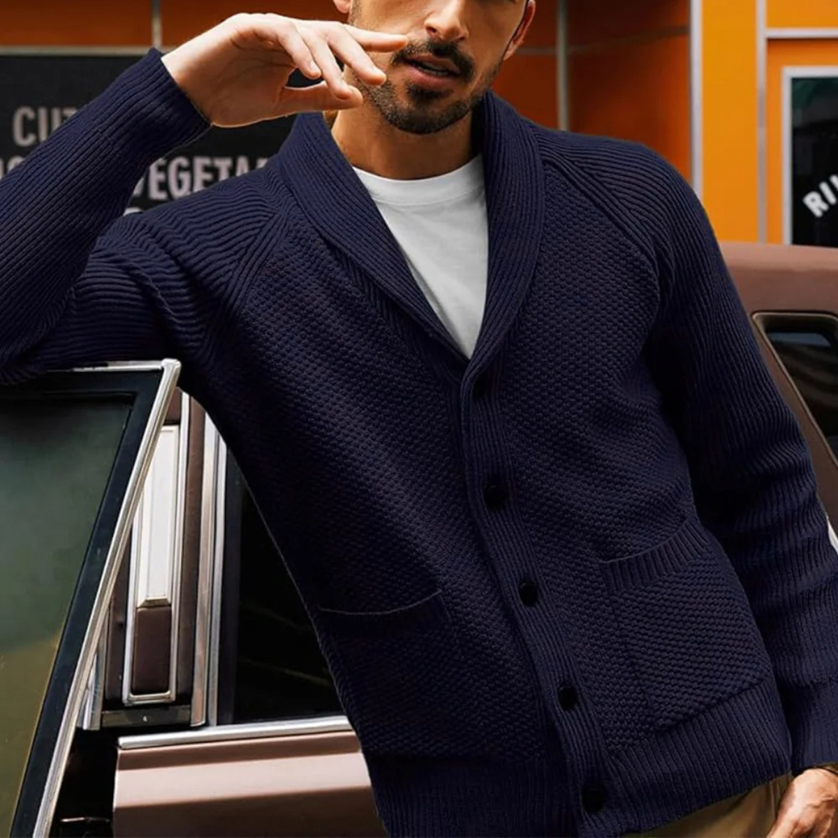 Pembroke Men's Shawl-Collar Knit Button-Up Cardigan