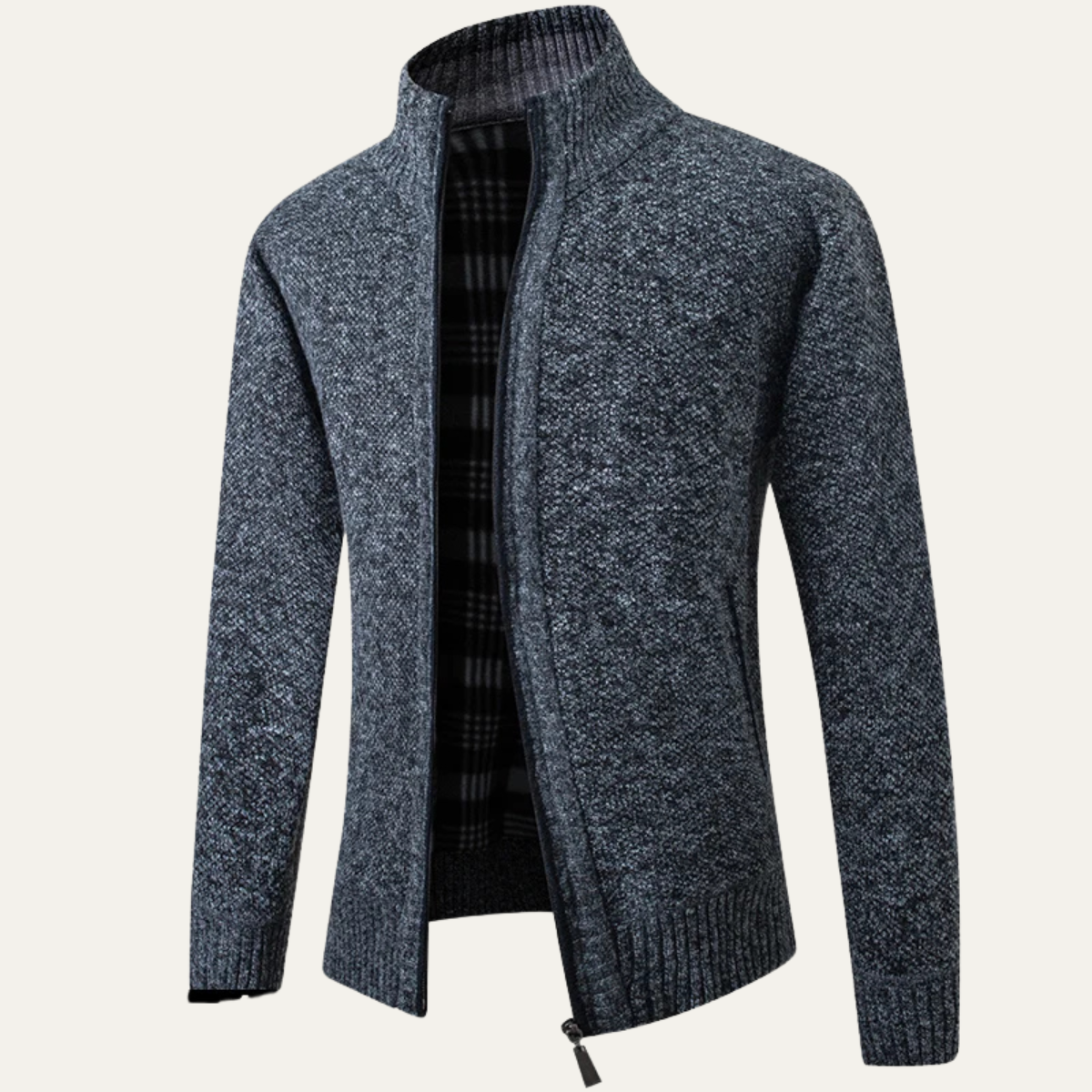 Cala Luna Men's Stand-Collar Knit Zip Cardigan